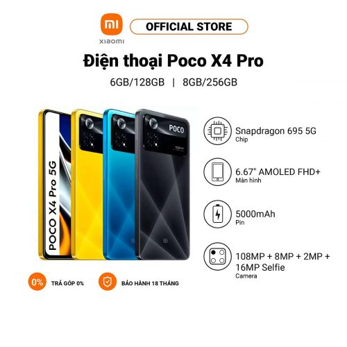Điện thoại Xiaomi POCO X4 Pro 5G 6+128GB/8+256GB | Snapdragon 695G | Sạc nhanh 67W - Hàng chính hãng